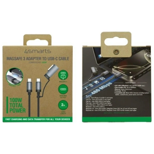 Kup 4smarts Explorer ComboCord USB-C / USB-C, MagSafe 100W 2m černý - 4SMR74 - {ean13} - Sklep Home Screen