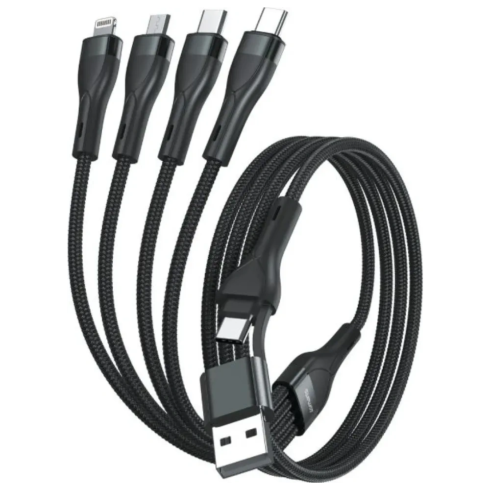 Kabel USB-C, USB-A / 2xUSB-C, Micro-USB, Lightning 4smarts 4w1 1.2m czarny