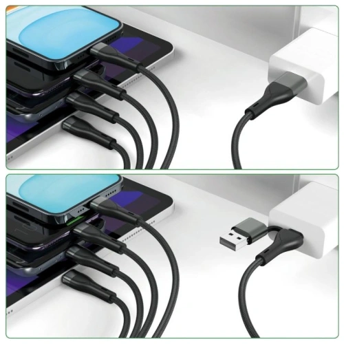 Kup 4smarts 4v1 USB-C, USB-A / 2xUSB-C, Micro-USB, Lightning 1,2m černá - 4SMR75 - {ean13} - Sklep Home Screen