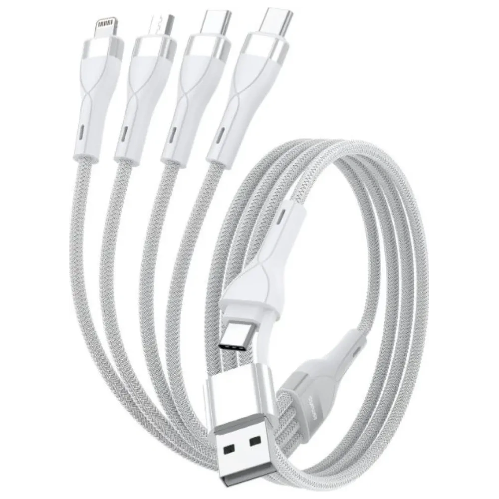 Kabel USB-C, USB-A / 2xUSB-C, Micro-USB, Lightning 4smarts 4w1 1.2m biały