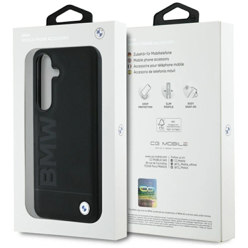 Buy BMW Leather Big Wordmark Samsung Galaxy S25+ Plus black - BMW820 - {ean13} - Home Screen Store Europe