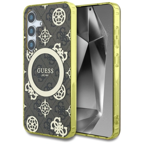 Kup Etui Guess 4G Background Gold Electroplated Peony Pattern MagSafe do Samsung Galaxy S25 brązowy - GUE4549 - {ean13} - Sklep Home Screen