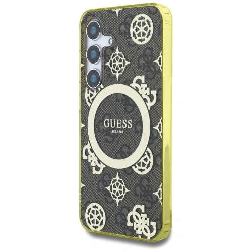Kup Etui Guess 4G Background Gold Electroplated Peony Pattern MagSafe do Samsung Galaxy S25 brązowy - GUE4549 - {ean13} - Sklep Home Screen