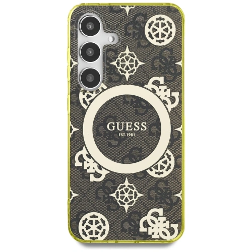 Kup Etui Guess 4G Background Gold Electroplated Peony Pattern MagSafe do Samsung Galaxy S25 brązowy - GUE4549 - {ean13} - Sklep Home Screen