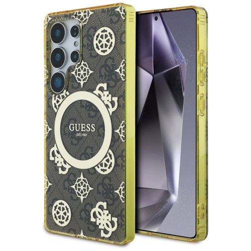 Kup Guess 4G Fundal Auriu Electroplatat cu Model de Bujor MagSafe Samsung Galaxy S25 Ultra maro - GUE4550 - {ean13} - Sklep Home Screen