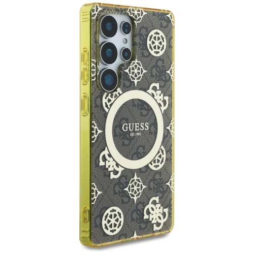 Kup Etui Guess 4G Background Gold Electroplated Peony Pattern MagSafe do Samsung Galaxy S25 Ultra brązowy - GUE4550 - {ean13} - Sklep Home Screen
