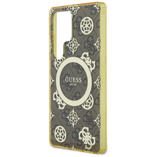 Kup Etui Guess 4G Background Gold Electroplated Peony Pattern MagSafe do Samsung Galaxy S25 Ultra brązowy - GUE4550 - {ean13} - Sklep Home Screen
