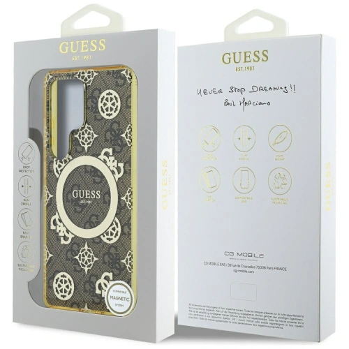 Kup Etui Guess 4G Background Gold Electroplated Peony Pattern MagSafe do Samsung Galaxy S25 Ultra brązowy - GUE4550 - {ean13} - Sklep Home Screen