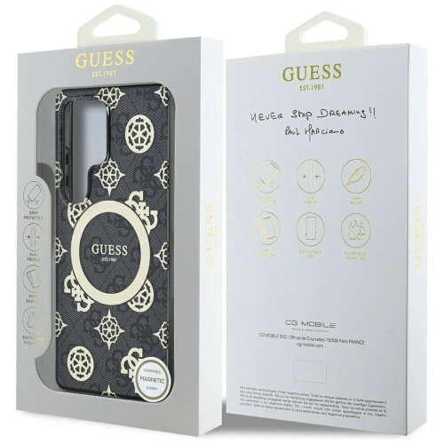 Buy Guess 4G Background Gold Electroplated Peony Pattern MagSafe Samsung Galaxy S25 Ultra black - GUE4551 - {ean13} - Home Screen Store Europe