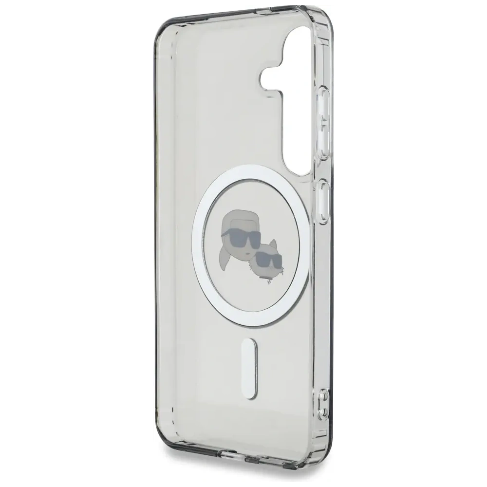 Etui Karl Lagerfeld Button Karl & Choupette Heads Printed Logo MagSafe do Samsung Galaxy S25 czarny