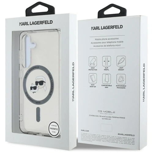 Kup Etui Karl Lagerfeld Button Karl & Choupette Heads Printed Logo MagSafe do Samsung Galaxy S25 czarny - KLD22037 - {ean13} - Sklep Home Screen