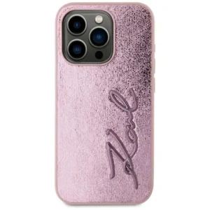 Kup Karl Lagerfeld zerknittertes Metall-Signatur Apple iPhone 15 Pro Max pink - KLD22038 - {ean13} - Sklep Home Screen