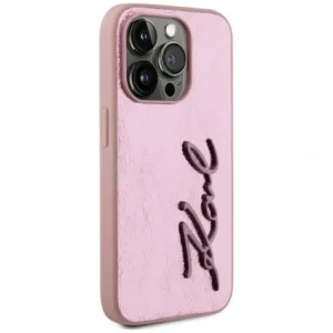Kup Karl Lagerfeld zerknittertes Metall-Signatur Apple iPhone 15 Pro Max pink - KLD22038 - {ean13} - Sklep Home Screen