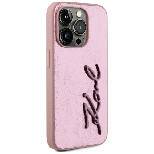 Kup Karl Lagerfeld Zmačkaný kovový podpis Apple iPhone 15 Pro Max růžový - KLD22038 - {ean13} - Sklep Home Screen