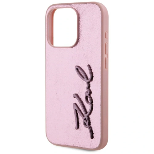 Kup Etui Karl Lagerfeld Wrinkled Metal Signature do Apple iPhone 15 Pro Max różowy - KLD22038 - {ean13} - Sklep Home Screen