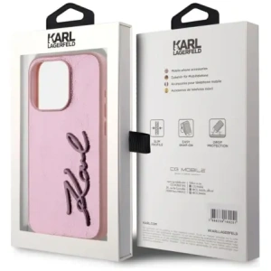 Kup Karl Lagerfeld zerknittertes Metall-Signatur Apple iPhone 15 Pro Max pink - KLD22038 - {ean13} - Sklep Home Screen