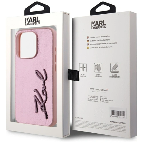 Kup Karl Lagerfeld Zmačkaný kovový podpis Apple iPhone 15 Pro Max růžový - KLD22038 - {ean13} - Sklep Home Screen