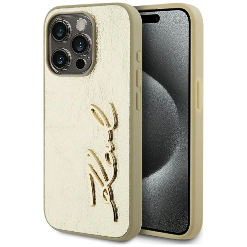 Buy Karl Lagerfeld Wrinkled Metal Signature Apple iPhone 15 Pro Max gold - KLD22039 - {ean13} - Home Screen Store Europe