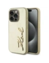 Karl Lagerfeld Zmačkaný kovový podpis Apple iPhone 15 Pro Max zlatý