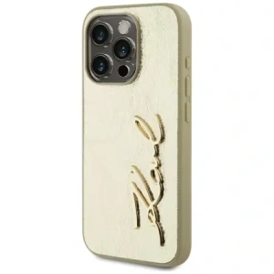 Kup Karl Lagerfeld zerknittertes Metall-Signatur Apple iPhone 15 Pro Max Gold - KLD22039 - {ean13} - Sklep Home Screen