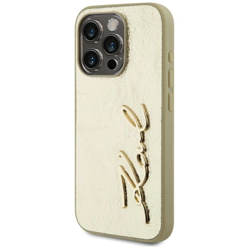 Buy Karl Lagerfeld Wrinkled Metal Signature Apple iPhone 15 Pro Max gold - KLD22039 - {ean13} - Home Screen Store Europe