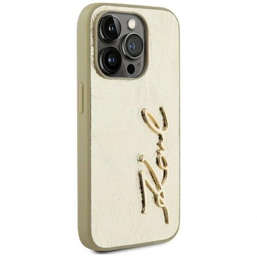 Buy Karl Lagerfeld Wrinkled Metal Signature Apple iPhone 15 Pro Max gold - KLD22039 - {ean13} - Home Screen Store Europe