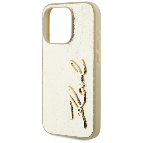 Buy Karl Lagerfeld Wrinkled Metal Signature Apple iPhone 15 Pro Max gold - KLD22039 - {ean13} - Home Screen Store Europe