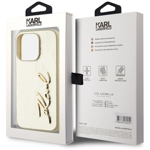 Kup Etui Karl Lagerfeld Wrinkled Metal Signature do Apple iPhone 15 Pro Max złoty - KLD22039 - {ean13} - Sklep Home Screen