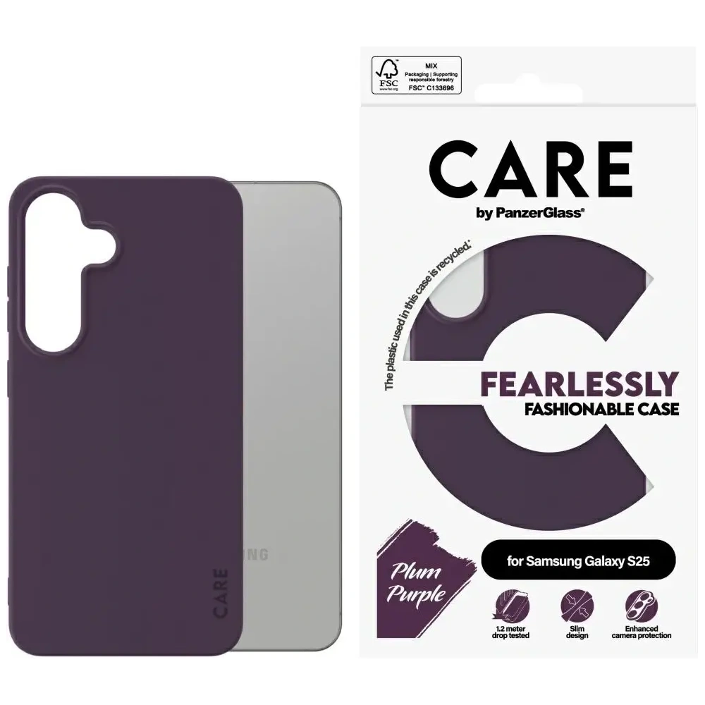 Etui CARE by PanzerGlass Fashion do Samsung Galaxy S25 fioletowy