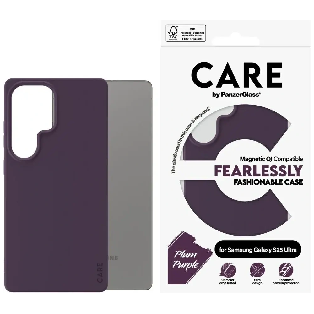 Etui CARE by PanzerGlass Fashion QI do Samsung Galaxy S25 Ultra fioletowy