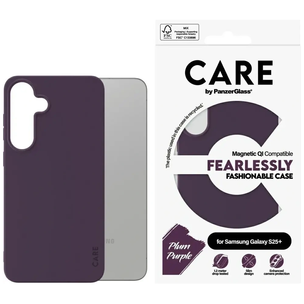 Etui CARE by PanzerGlass Fashion QI do Samsung Galaxy S25+ Plus fioletowy