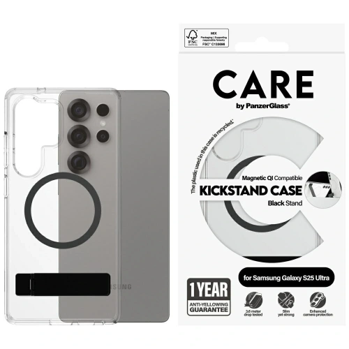 Buy CARE by PanzerGlass Feature Black Kickstand & QI Samsung Galaxy S25 Ultra clear - PZG873 - {ean13} - Home Screen Store Europe