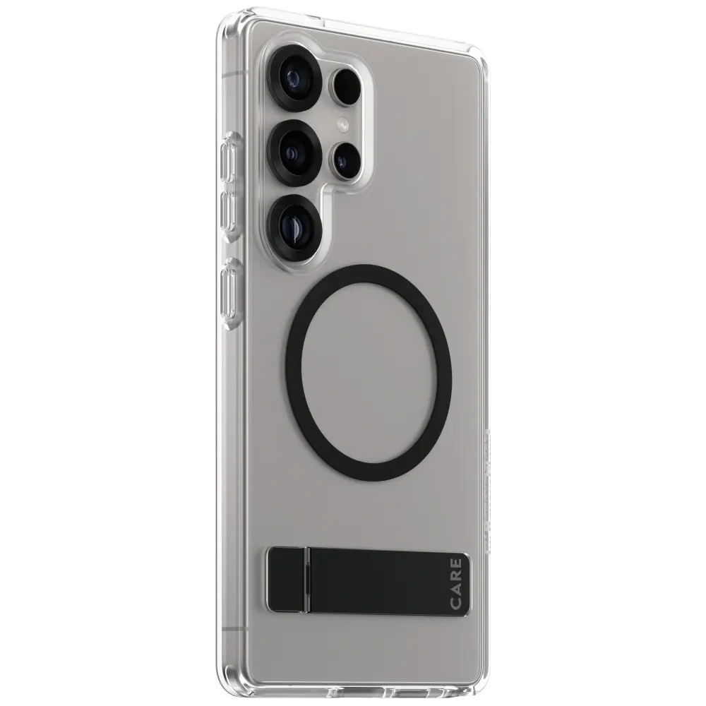 Etui CARE by PanzerGlass Feature Black Kickstand & QI do Samsung Galaxy S25 Ultra przezroczysty