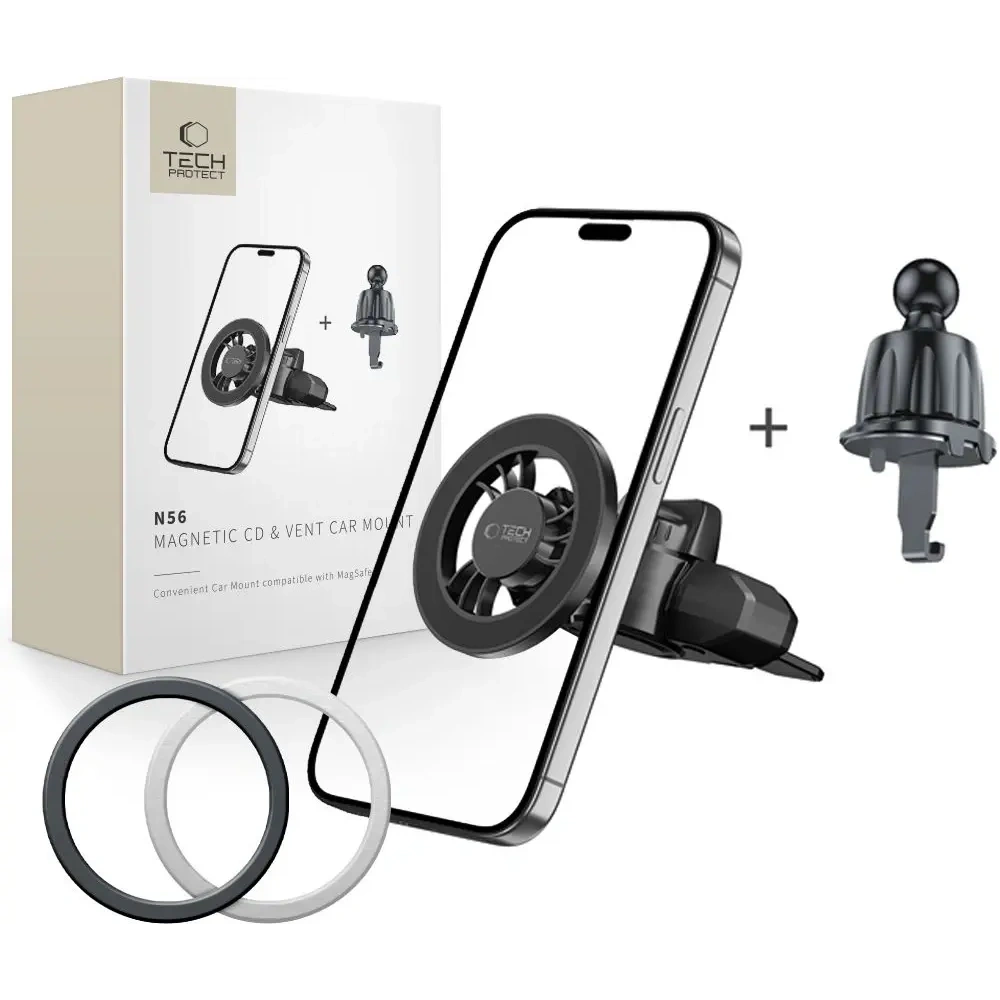Magnetyczny uchwyt samochodowy do kratki Tech-Protect N56 Magnetic MagSafe CD & Vent Car Mount Black