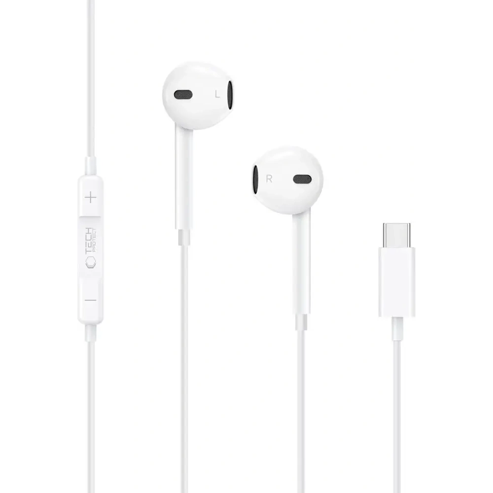 Słuchawki przewodowe Tech-Protect Ultraboost USB-C Earphone Core White