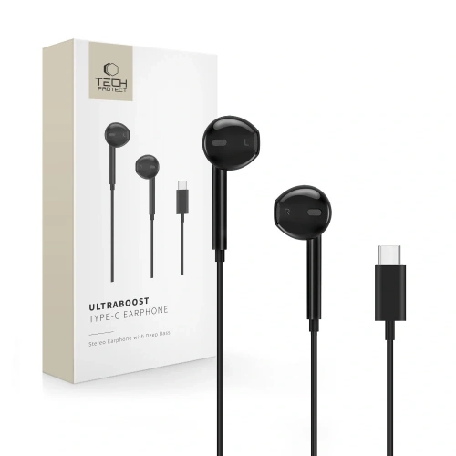 Kup Słuchawki przewodowe Tech-Protect Ultraboost USB-C Earphone Core Black - THP4152 - {ean13} - Sklep Home Screen