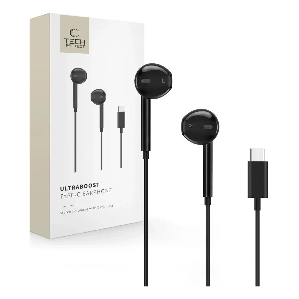 Słuchawki przewodowe Tech-Protect Ultraboost USB-C Earphone Core Black