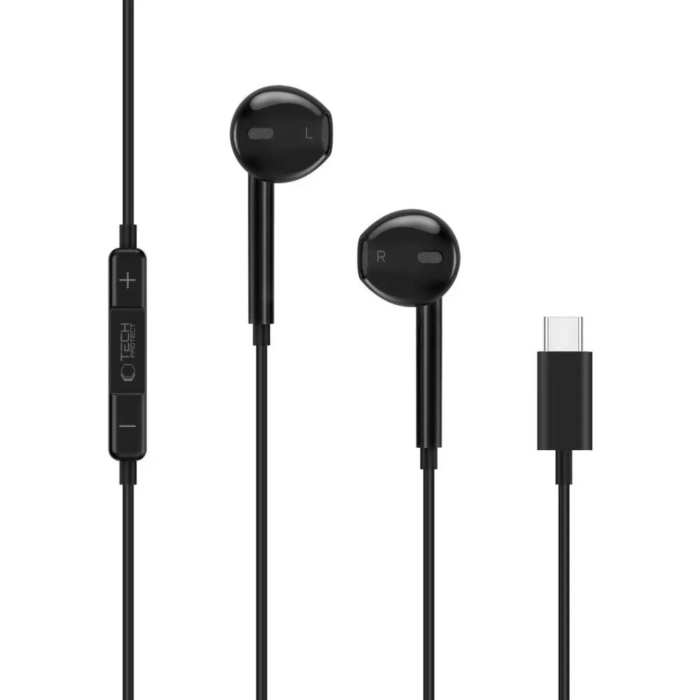 Słuchawki przewodowe Tech-Protect Ultraboost USB-C Earphone Core Black
