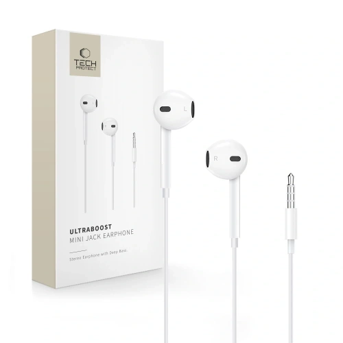Kup Słuchawki przewodowe Tech-Protect Ultraboost Jack 3.5mm Earphone Core White - THP4153 - {ean13} - Sklep Home Screen