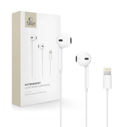 Kup Słuchawki przewodowe Tech-Protect Ultraboost Lightning Earphone Core White - THP4154 - {ean13} - Sklep Home Screen
