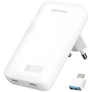 Buy 4smarts FlatPlug Slim Dual 65W GaN 2xUSB-C power charger white - 4SMR78 - {ean13} - Home Screen Store Europe
