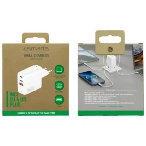 Buy 4smarts Flex 65W USB-A, 2xUSB-C power charger white - 4SMR79 - {ean13} - Home Screen Store Europe
