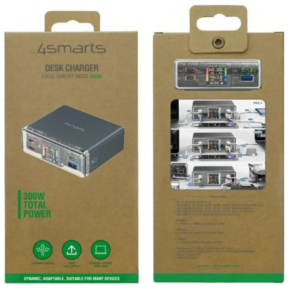 Stacja ładująca 4smarts Lucid 300W z trybem DIY szary