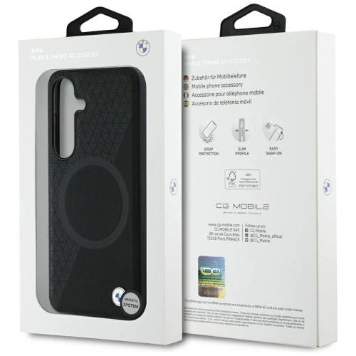 Kup Etui BMW Leather Half Textured MagSafe do Samsung Galaxy S25 czarny - BMW824 - {ean13} - Sklep Home Screen