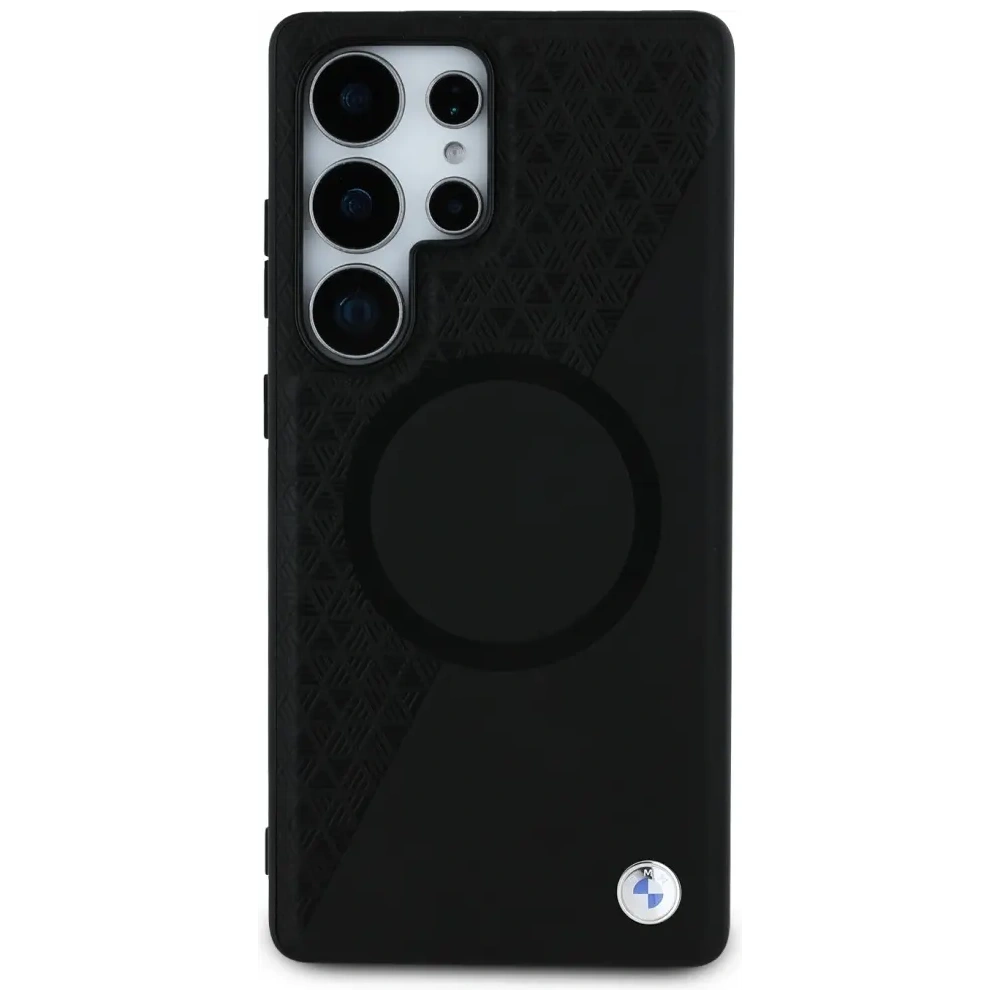 Etui BMW Leather Half Textured MagSafe do Samsung Galaxy S25 Ultra czarny