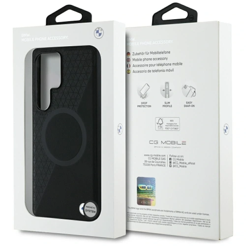 Kup Etui BMW Leather Half Textured MagSafe do Samsung Galaxy S25 Ultra czarny - BMW825 - {ean13} - Sklep Home Screen