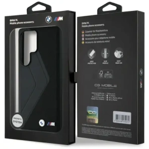Kup BMW Leder Übergroße Streifen MagSafe Samsung Galaxy S25 Ultra schwarz - BMW827 - {ean13} - Sklep Home Screen