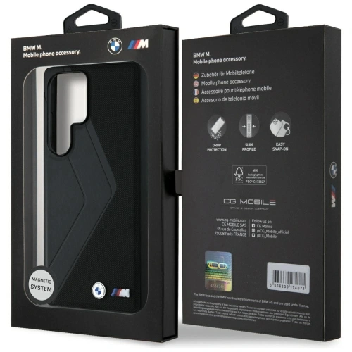 Kup BMW Leder Übergroße Streifen MagSafe Samsung Galaxy S25 Ultra schwarz - BMW827 - {ean13} - Sklep Home Screen