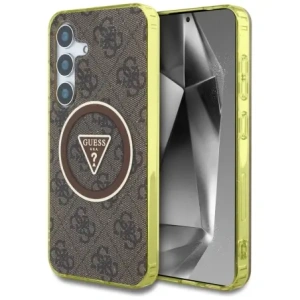 Kup Etui Guess 4G Glitter Triangle Buttons MagSafe do Samsung Galaxy S25 brązowy - GUE4554 - {ean13} - Sklep Home Screen