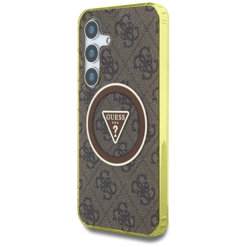 Kup Etui Guess 4G Glitter Triangle Buttons MagSafe do Samsung Galaxy S25 brązowy - GUE4554 - {ean13} - Sklep Home Screen